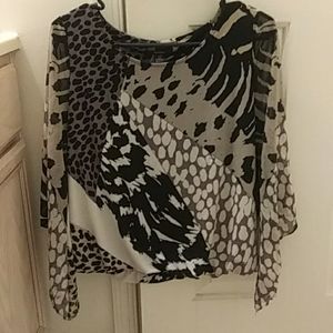 Black/white/tan dress shirt